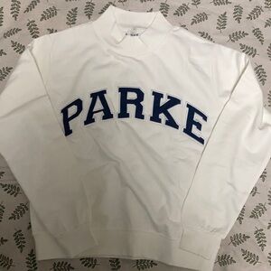 Retro collegiate mock neck sweatshirt by parke size Large/X Large